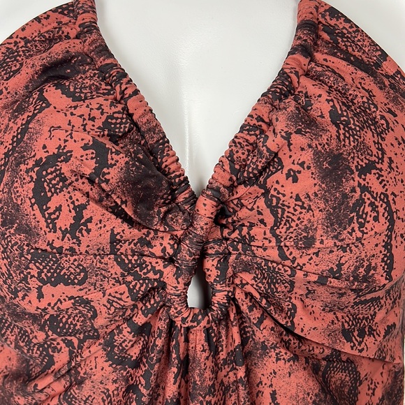 18W 22W 24W Kona Sol Snake Print One Piece Halter Swimsuit Plus Size - Picture 4 of 5